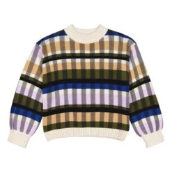Organic Cotton Checkered Autumn Sweater | Ecru