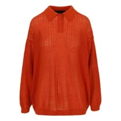 Openwork Polo Shirt | Vermillion