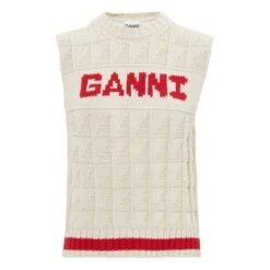 Ganni Organic Cotton Knitted Vest | Cream
