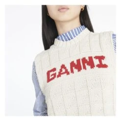 Ganni Organic Cotton Knitted Vest | Cream -A.P.C. Store unnamed file 1122