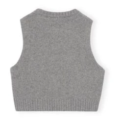 Ganni Graphic Wool Sleeveless Cropped Sweater | Grey -A.P.C. Store unnamed file 1181