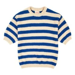 Bobo Choses Striped Knit Short Sleeve Sweater | Ecru