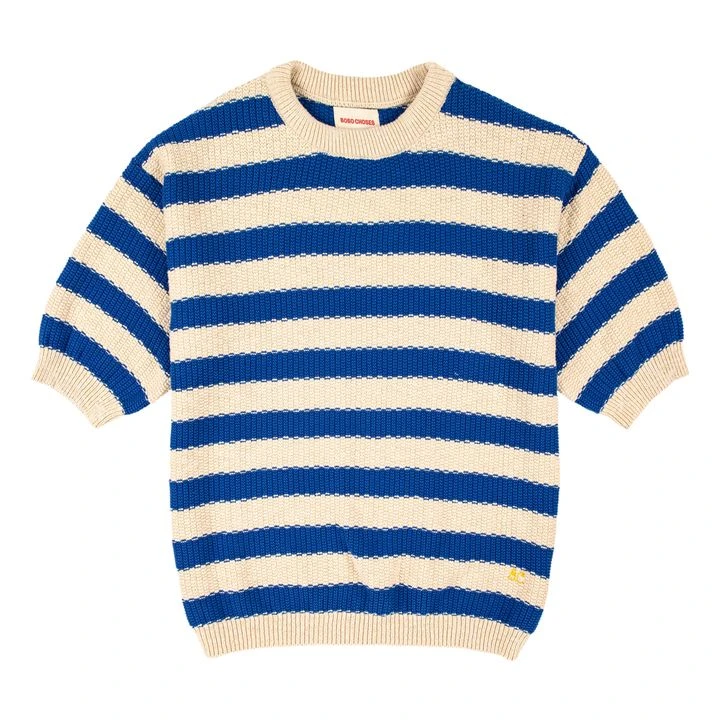 Bobo Choses Striped Knit Short Sleeve Sweater | Ecru 3 Bobo Choses Striped Knit Short Sleeve Sweater | Ecru