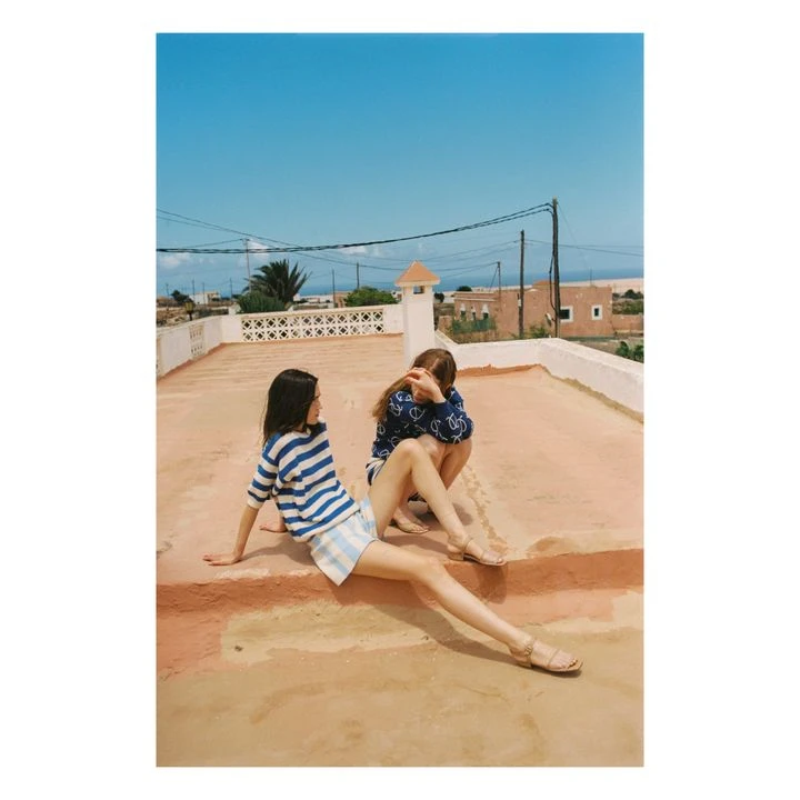 Bobo Choses Striped Knit Short Sleeve Sweater | Ecru 4 Bobo Choses Striped Knit Short Sleeve Sweater | Ecru - Image 2