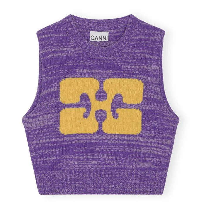 Ganni Graphic Recycled Wool Vest | Purple 3 Ganni Graphic Recycled Wool Vest | Purple