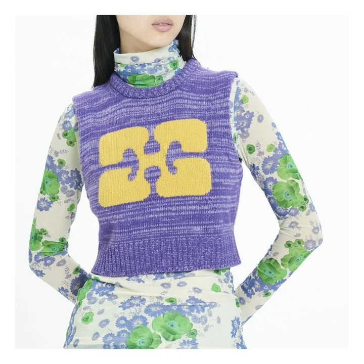 Ganni Graphic Recycled Wool Vest | Purple 6 Ganni Graphic Recycled Wool Vest | Purple - Image 4