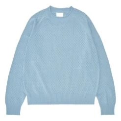Organic Cotton Pointelle Sweater - Women's Collection | Light Blue