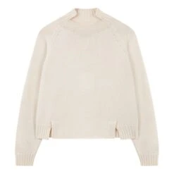Merino Wool And Cashmere Asymmetrical Neckline Jumper | Natural