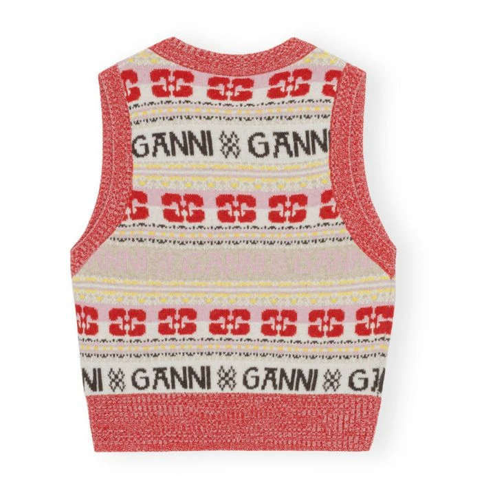 Ganni Pull Sans Manches Logo Laine Recyclée | Red 4 Ganni Pull Sans Manches Logo Laine Recyclée | Red - Image 2