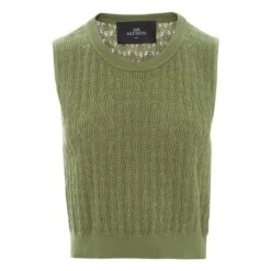 Pointelle Vest | Olive Green