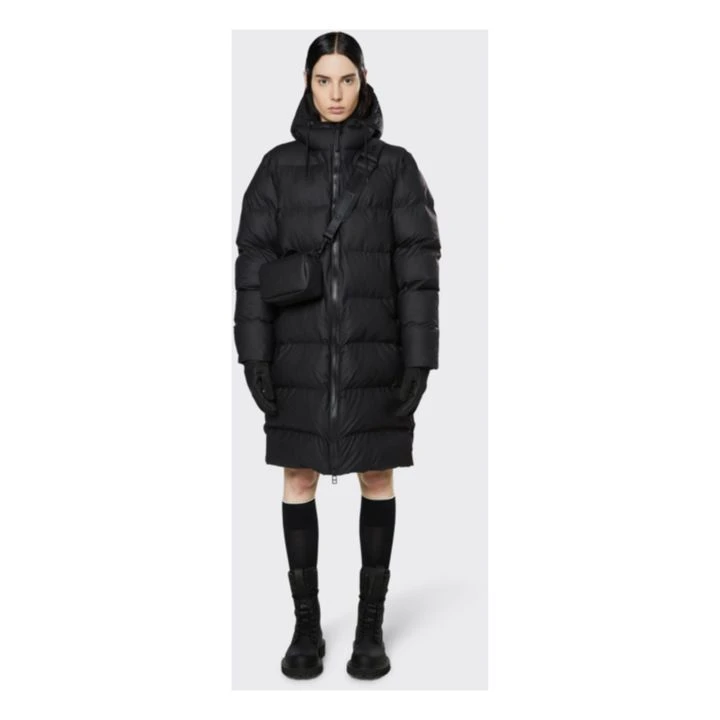 Rains Long Hooded Puffer Jacket | Black 4 Rains Long Hooded Puffer Jacket | Black - Image 2