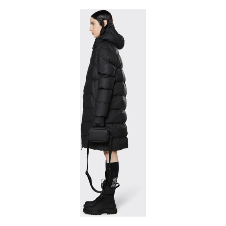 Rains Long Hooded Puffer Jacket | Black 5 Rains Long Hooded Puffer Jacket | Black - Image 3