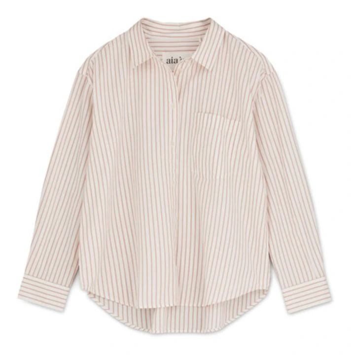 Lala Striped Organic Cotton Shirt | Rosewood 3 Lala Striped Organic Cotton Shirt | Rosewood
