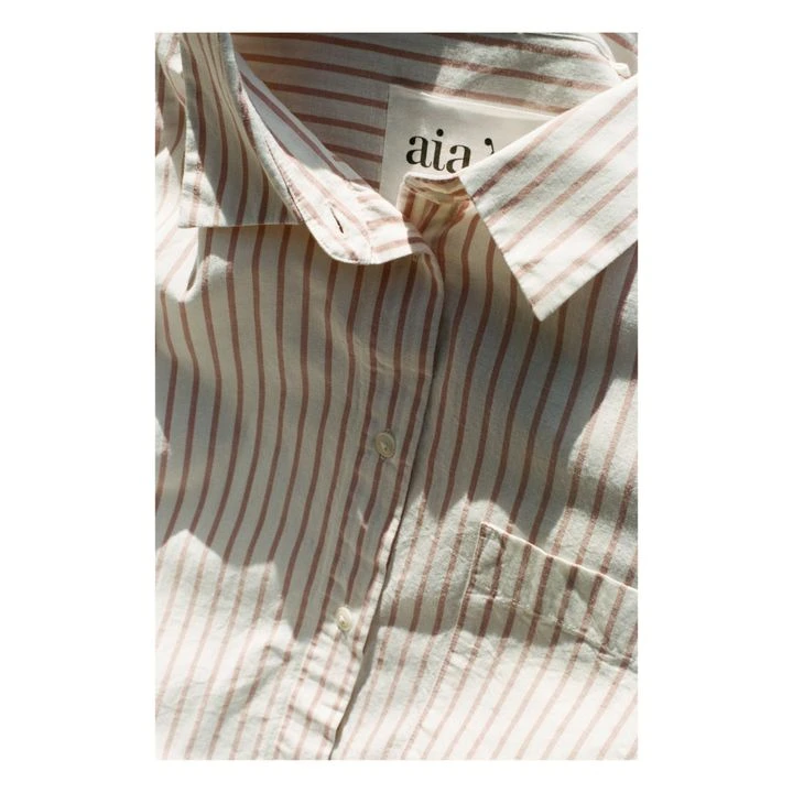 Lala Striped Organic Cotton Shirt | Rosewood 5 Lala Striped Organic Cotton Shirt | Rosewood - Image 3