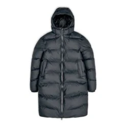 Rains Long Hooded Puffer Jacket | Charcoal Grey