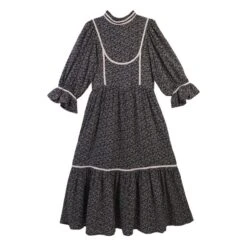 Amaryllis Floral Print Dress | Navy Blue