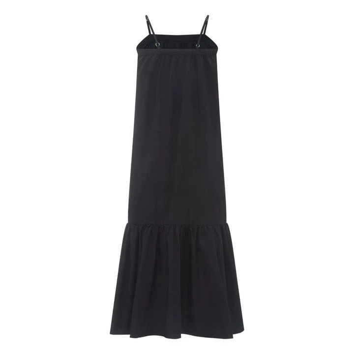 Robe Midi à Fines Bretelles Femme En Popeline Organique | Black 4 Robe Midi à Fines Bretelles Femme En Popeline Organique | Black - Image 2