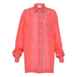 FORTE_FORTE Habotai Silk Pyjama Shirt | Vermillion