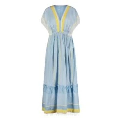 Jemari Plunge Neck Dress | Blue