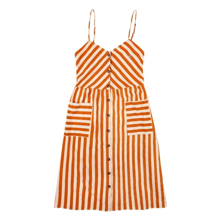 Bobo Choses Linen And Cotton Striped Strappy Dress | Orange 3 Bobo Choses Linen And Cotton Striped Strappy Dress | Orange