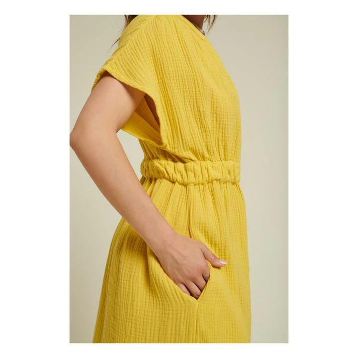 Nara Double Cotton Gauze Dress | Lemon Yellow 5 Nara Double Cotton Gauze Dress | Lemon Yellow - Image 3