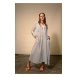 Cotton Khadi Mexican Embroidered Dress | Blue -A.P.C. Store unnamed file 1844