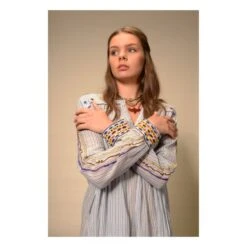 Cotton Khadi Mexican Embroidered Dress | Blue -A.P.C. Store unnamed file 1845