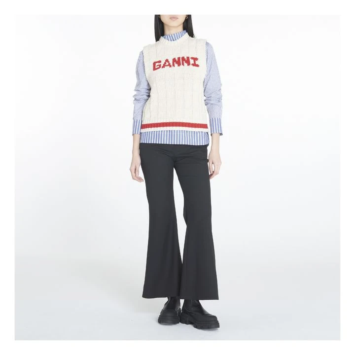 Ganni Organic Cotton Asymmetric Collar Striped Shirt | Grey Blue 4 Ganni Organic Cotton Asymmetric Collar Striped Shirt | Grey Blue - Image 2