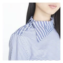 Ganni Organic Cotton Asymmetric Collar Striped Shirt | Grey Blue 10 Ganni Organic Cotton Asymmetric Collar Striped Shirt | Grey Blue -A.P.C. Store unnamed file 196