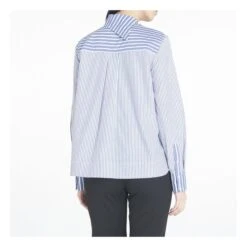 Ganni Organic Cotton Asymmetric Collar Striped Shirt | Grey Blue 11 Ganni Organic Cotton Asymmetric Collar Striped Shirt | Grey Blue -A.P.C. Store unnamed file 197