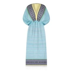 Neela Plunge Neck Dress | Turquoise