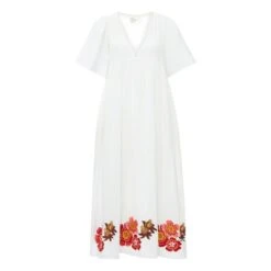 LEON & HARPER Roe Embroidered Organic Cotton Dress | White