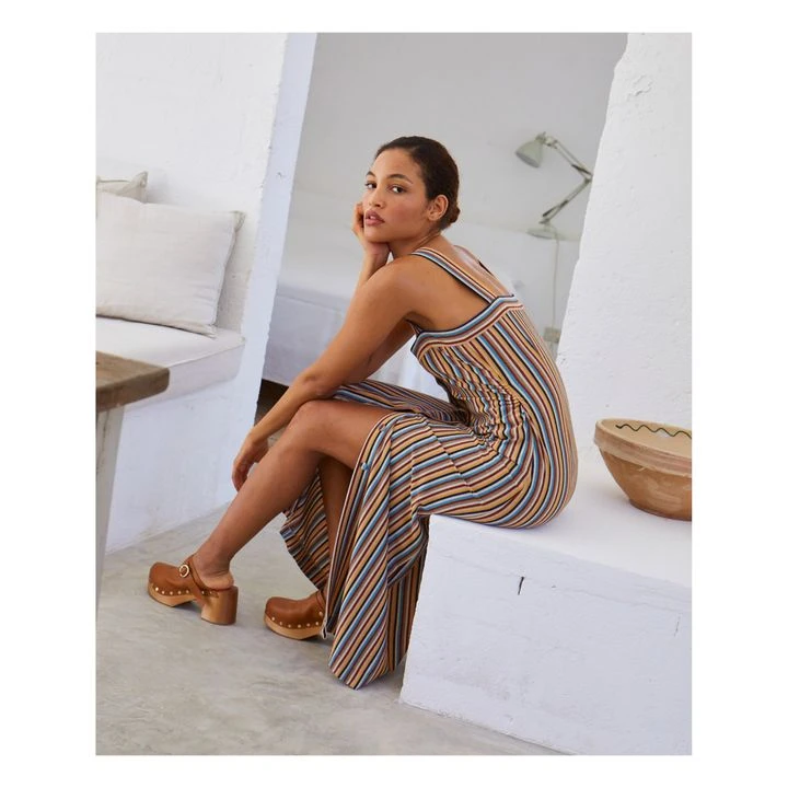 Momoni Francine Metallic Stripes Dress | Blue 6 Momoni Francine Metallic Stripes Dress | Blue - Image 4