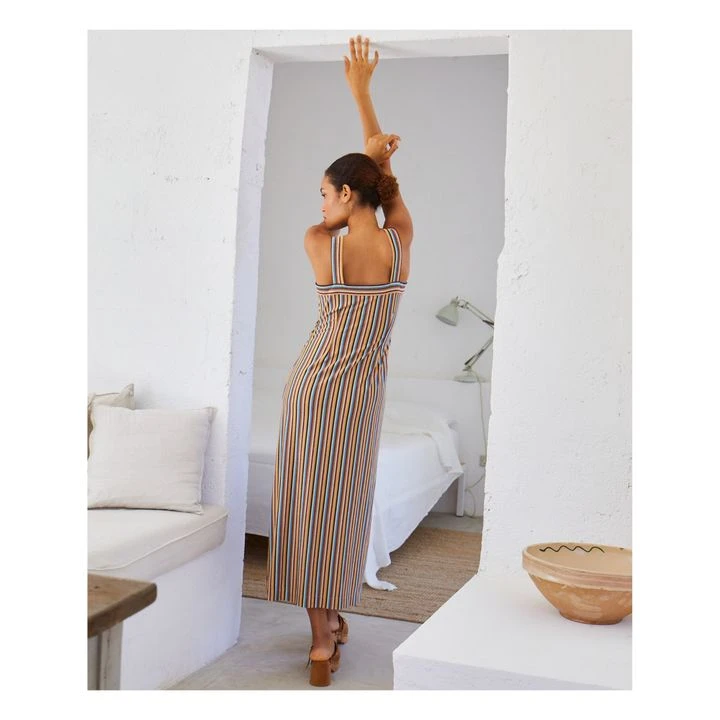 Momoni Francine Metallic Stripes Dress | Blue 7 Momoni Francine Metallic Stripes Dress | Blue - Image 5