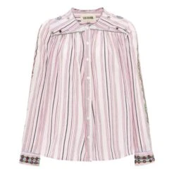 Khadi Mexican Embroidery Cotton Shirt | Pink