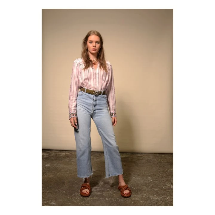 Khadi Mexican Embroidery Cotton Shirt | Pink 4 Khadi Mexican Embroidery Cotton Shirt | Pink - Image 2