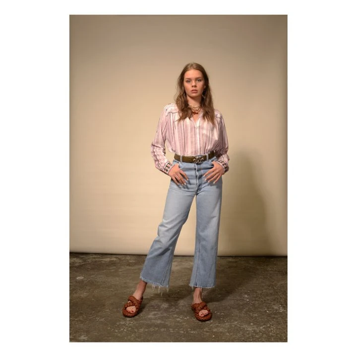 Khadi Mexican Embroidery Cotton Shirt | Pink 6 Khadi Mexican Embroidery Cotton Shirt | Pink - Image 4