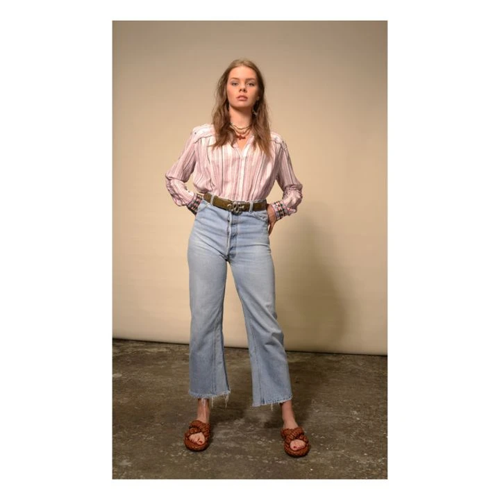 Khadi Mexican Embroidery Cotton Shirt | Pink 8 Khadi Mexican Embroidery Cotton Shirt | Pink - Image 6