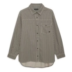 ANINE BING Sloan Stripes Overshirt | Black