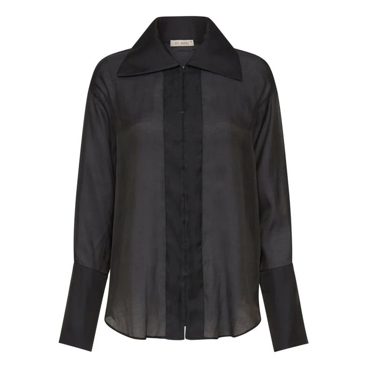 Sheer Silk And Cotton Shirt | Black 3 Sheer Silk And Cotton Shirt | Black