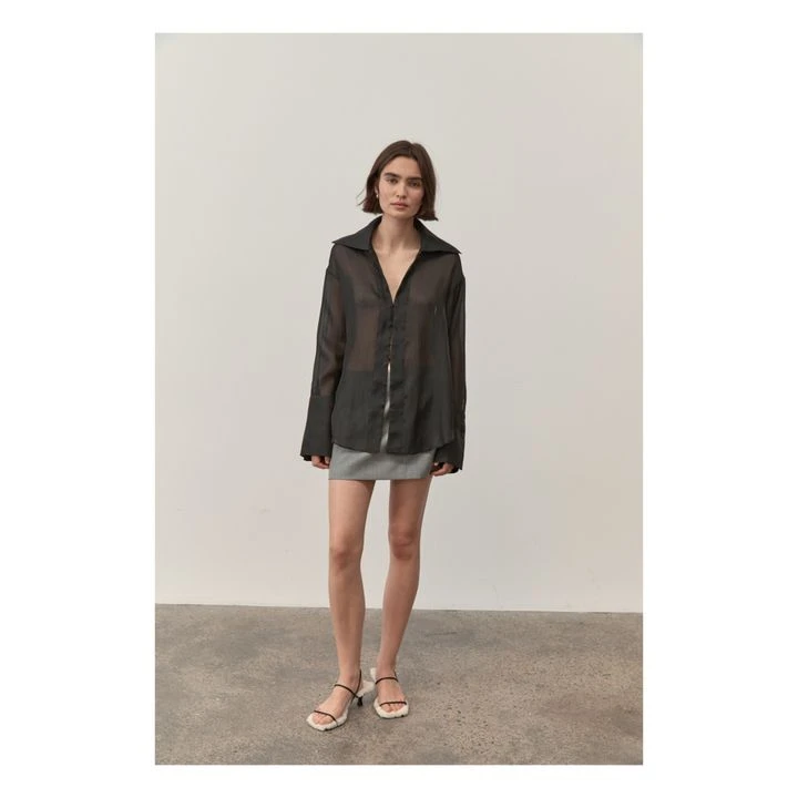 Sheer Silk And Cotton Shirt | Black 4 Sheer Silk And Cotton Shirt | Black - Image 2