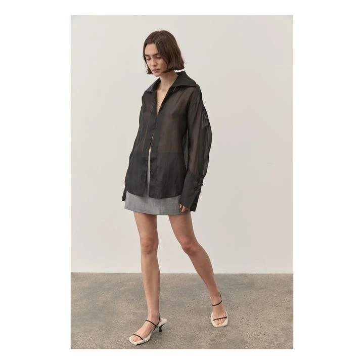 Sheer Silk And Cotton Shirt | Black 7 Sheer Silk And Cotton Shirt | Black - Image 5