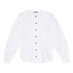 Ganni Organic Cotton Poplin Collar Blouse | White