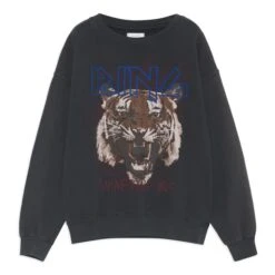 ANINE BING Tiger Organic Cotton Sweatshirt | Black