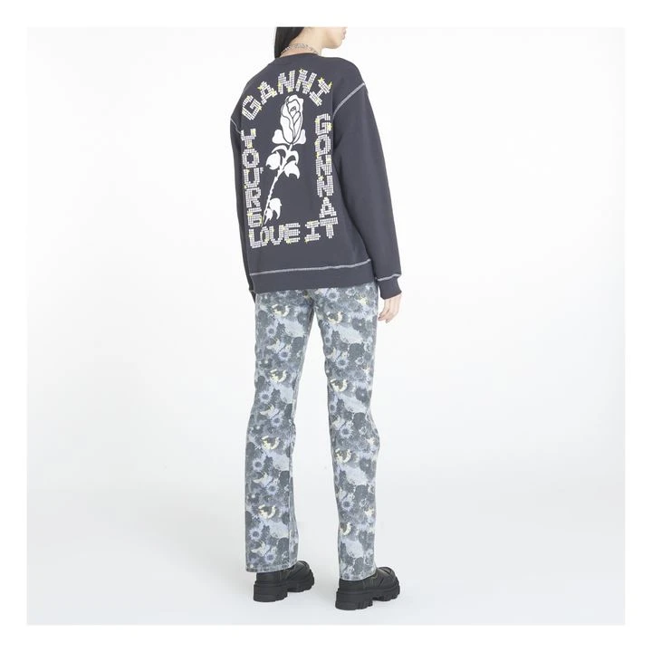 Ganni Isoli Dark Rose Relaxed Organic Cotton Sweatshirt | Black 6 Ganni Isoli Dark Rose Relaxed Organic Cotton Sweatshirt | Black - Image 4