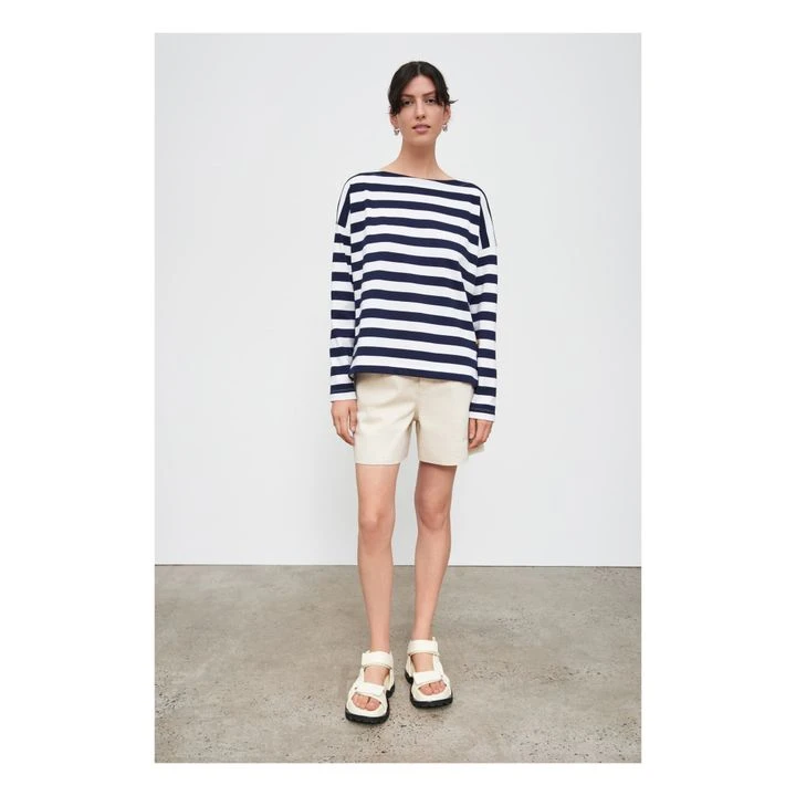 Breton Organic Cotton Shawl Neck Sweatshirt | Navy Blue 4 Breton Organic Cotton Shawl Neck Sweatshirt | Navy Blue - Image 2