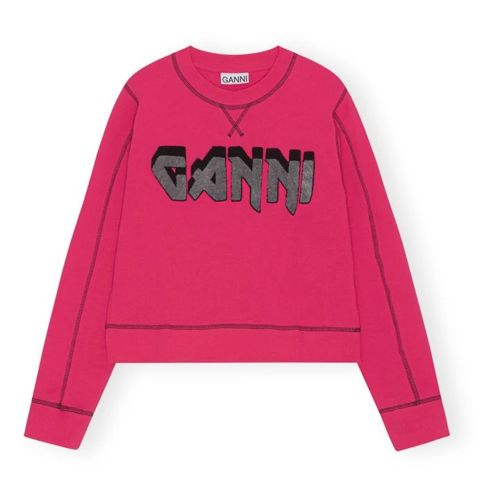 Isoli Ganni Rock Organic Cotton Sweatshirt | Fuchsia 3 Isoli Ganni Rock Organic Cotton Sweatshirt | Fuchsia